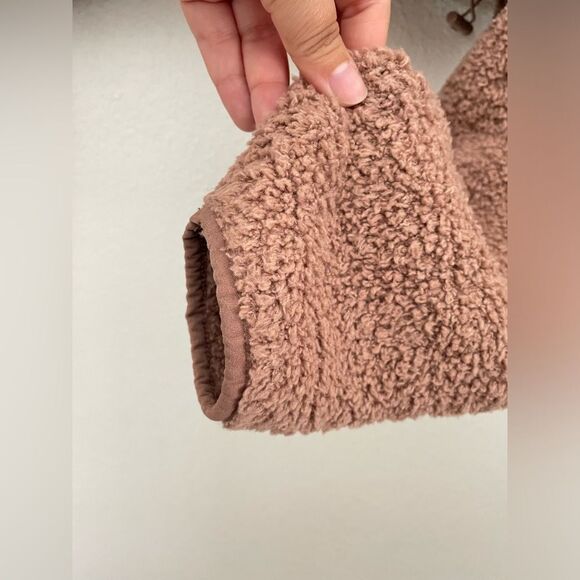 SKIMS Cozy Knit Boucle Cropped Mock Neck Zip Pullover in Rose Clay Small Medium - Picture 6 of 9